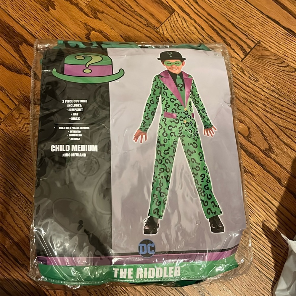 Riddler costume with extra tie, kids medium